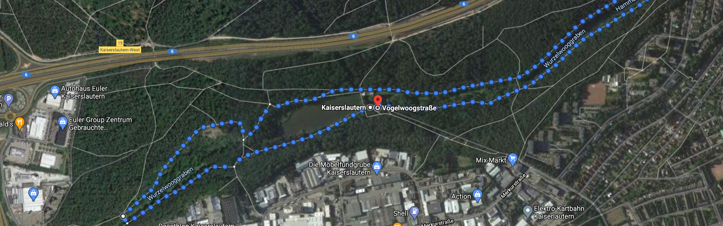 geplante Strecke der Exkursion am 27.06.2021